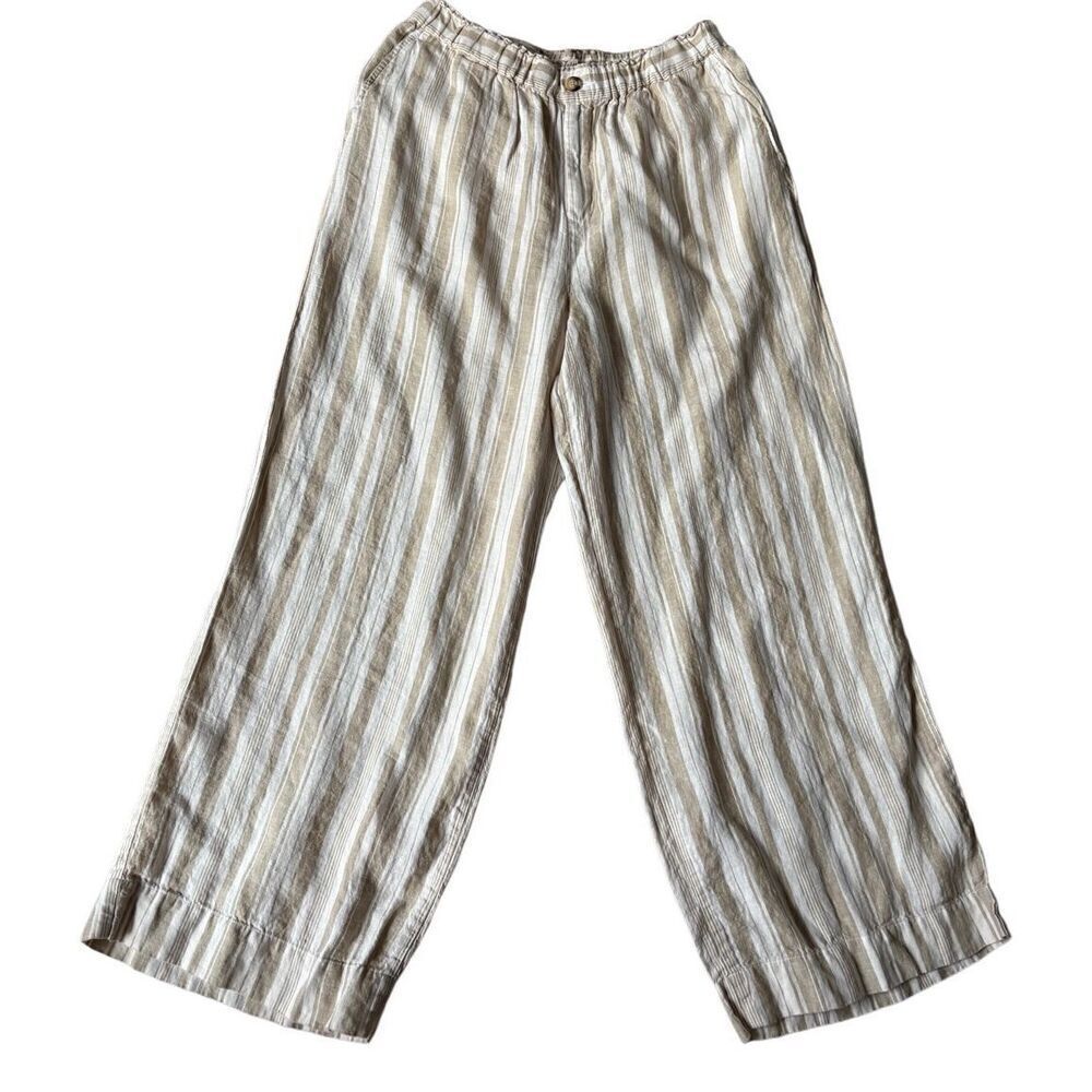 Faherty Monterey Linen Pants Natural Bombay Stripe size L - Picture 3 of 13
